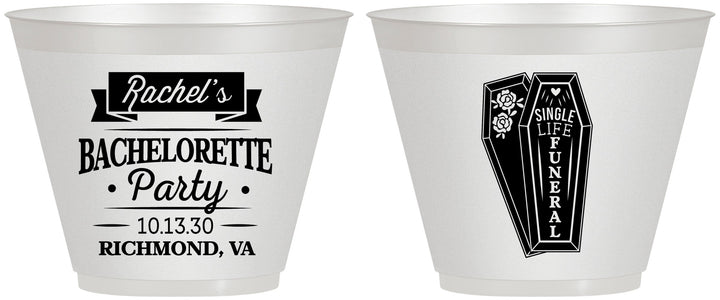 Custom Bachelorette 9 oz Wine Frosted Cups - Rip Single Life | 60096