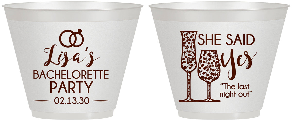 Custom Bachelorette 9 oz Wine Frosted Cups - The Last Night Out | 60097