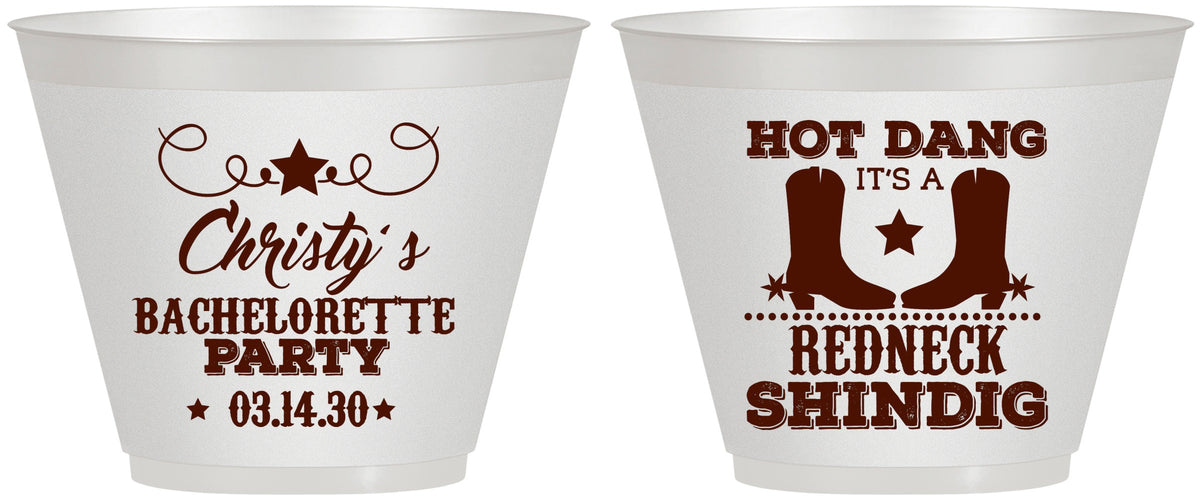 Custom Bachelorette 9 oz Wine Frosted Cups - Redneck Shindig | 60100