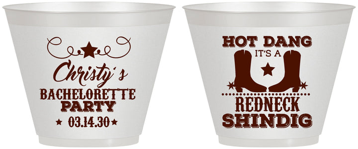 Custom Bachelorette 9 oz Wine Frosted Cups - Redneck Shindig | 60100
