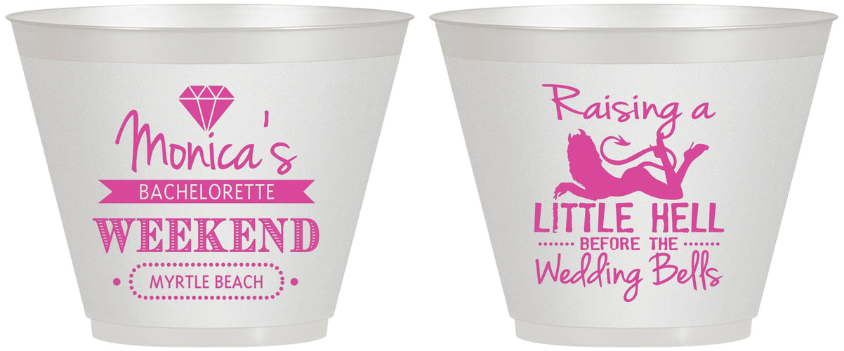Custom Bachelorette 9 oz Wine Frosted Cups - Raising A Little Hell | 60103