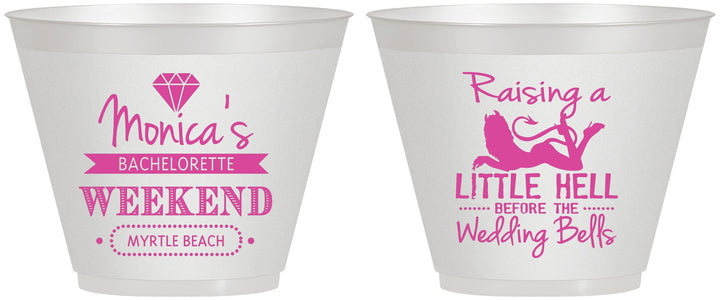 Custom Bachelorette 9 oz Wine Frosted Cups - Raising A Little Hell | 60103