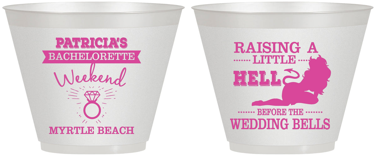 Custom Bachelorette 9 oz Wine Frosted Cups - Raising A Little Hell | 60104
