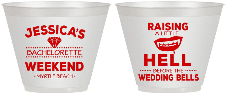 Custom Bachelorette 9 oz Wine Frosted Cups - Raising A Little Hell | 60106