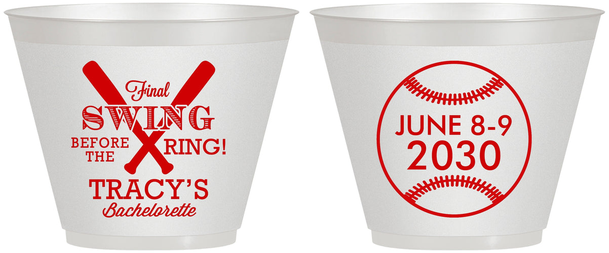 Custom Bachelorette 9 oz Wine Frosted Cups - Final Swing Before Ring | 60109