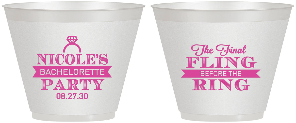 Custom Bachelorette 9 oz Wine Frosted Cups - Final Fling Before The Ring | 60110