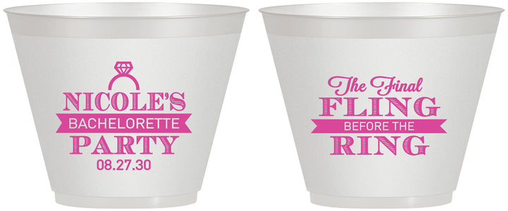 Custom Bachelorette 9 oz Wine Frosted Cups - Final Fling Before The Ring | 60110