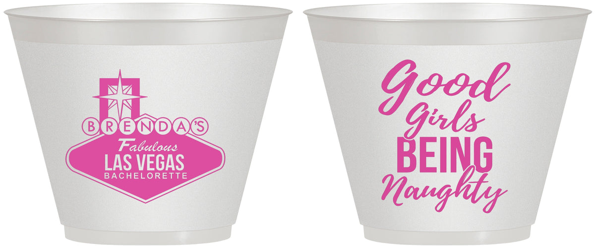 Custom Bachelorette 9 oz Wine Frosted Cups - Good Girls Naughty | 60111