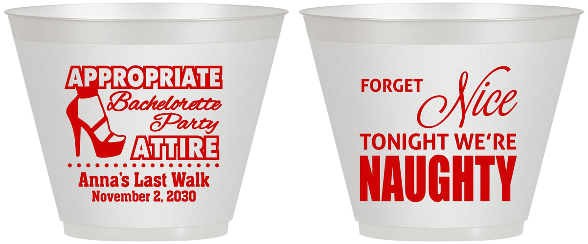 Custom Bachelorette 9 oz Wine Frosted Cups - Nice Tonight Naughty | 60112