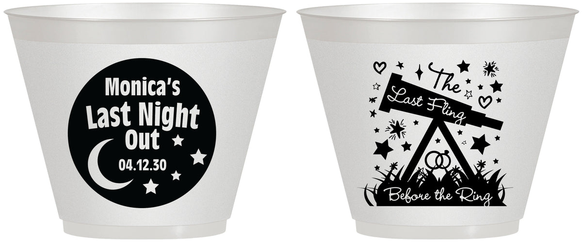 Custom Bachelorette 9 oz Wine Frosted Cups - Last Fling Before Rings | 60113
