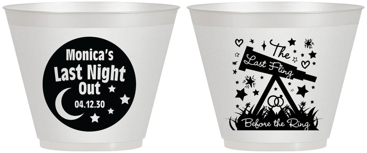 Custom Bachelorette 9 oz Wine Frosted Cups - Last Fling Before Rings | 60113