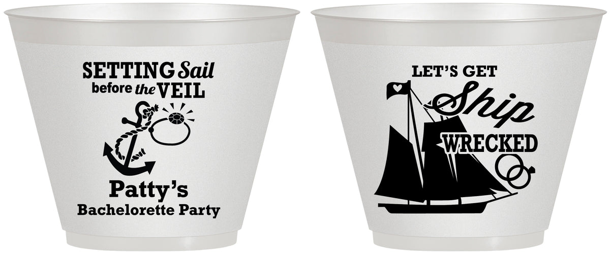 Custom Bachelorette 9 oz Wine Frosted Cups - Setting Sail Before Veil | 60116