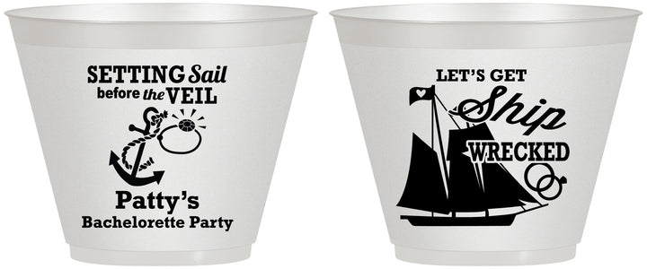Custom Bachelorette 9 oz Wine Frosted Cups - Setting Sail Before Veil | 60116