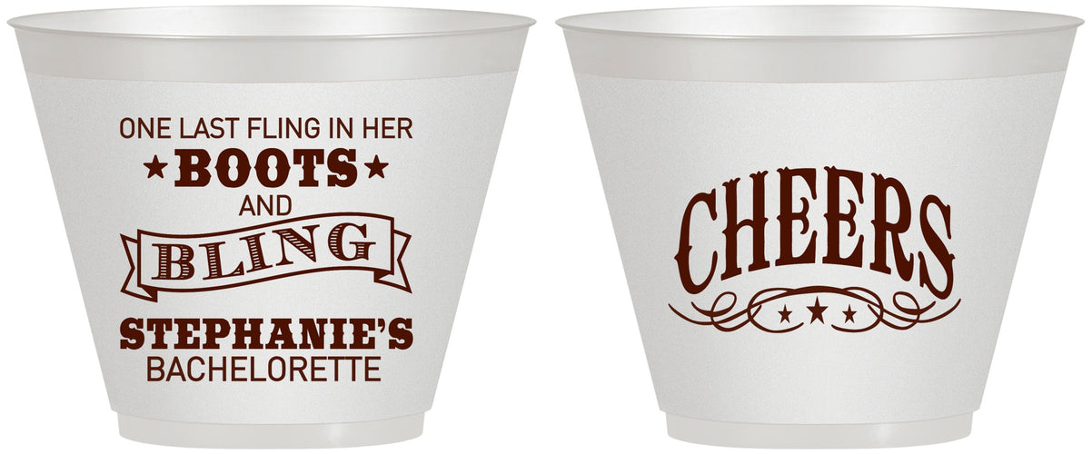 Custom Bachelorette 9 oz Wine Frosted Cups - Boots And Bling | 60118