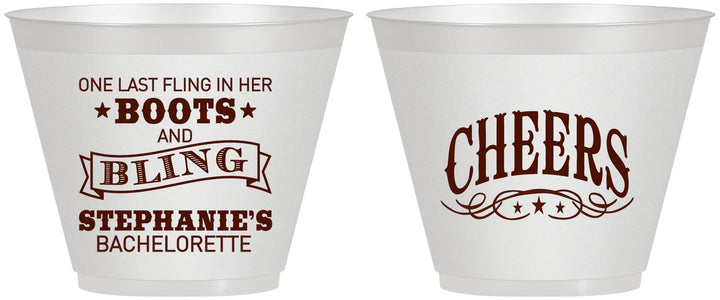 Custom Bachelorette 9 oz Wine Frosted Cups - Boots And Bling | 60118