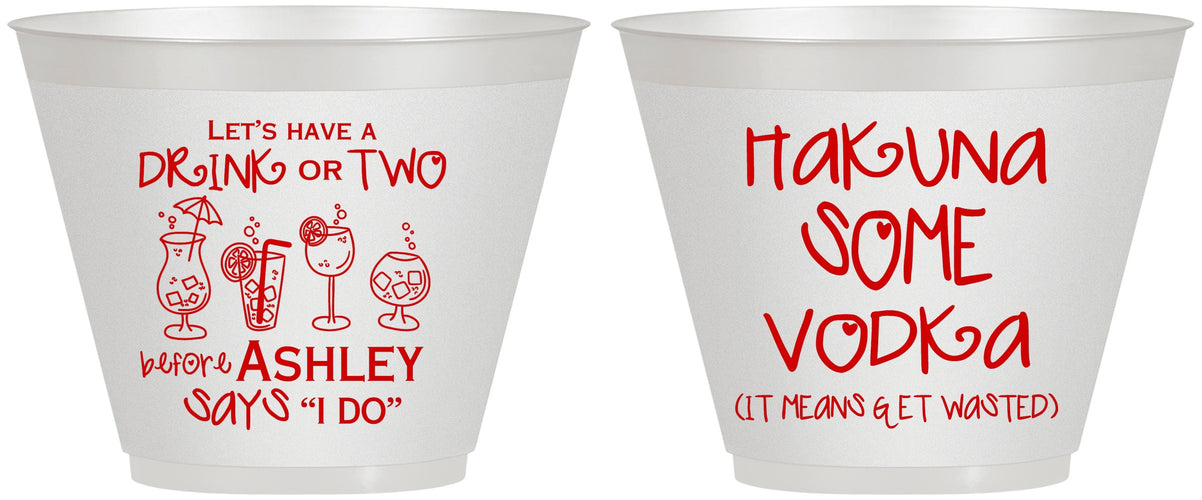 Custom Bachelorette 9 oz Wine Frosted Cups - Lets Get Wasted | 60119