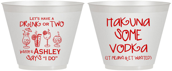 Custom Bachelorette 9 oz Wine Frosted Cups - Lets Get Wasted | 60119
