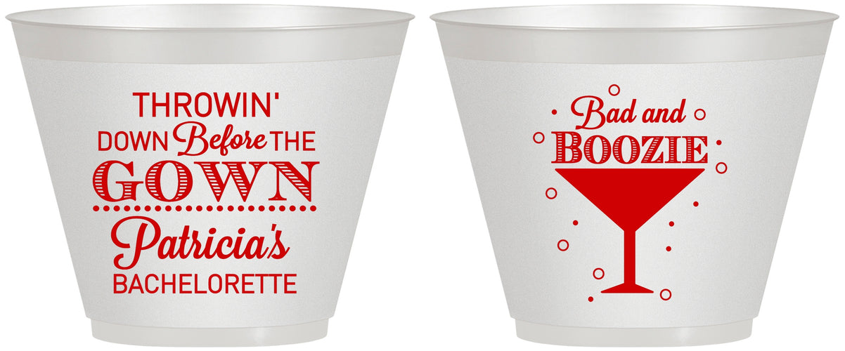 Custom Bachelorette 9 oz Wine Frosted Cups - Bad And Boozie | 60121