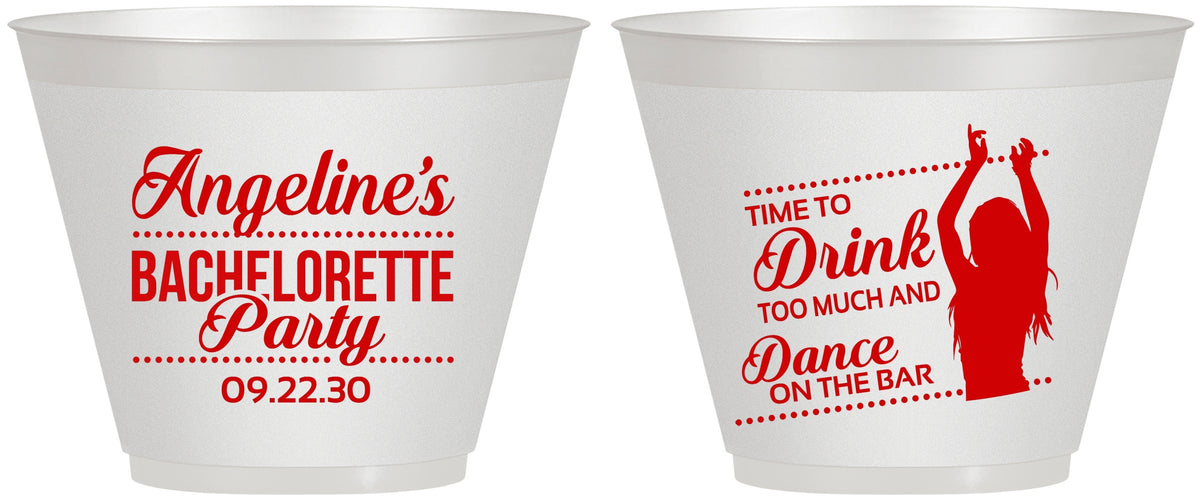 Custom Bachelorette 9 oz Wine Frosted Cups - Drink Dance On Bar | 60122