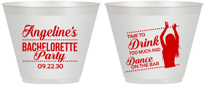 Custom Bachelorette 9 oz Wine Frosted Cups - Drink Dance On Bar | 60122