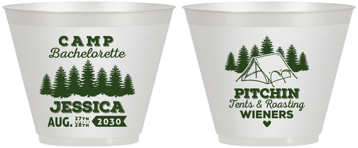 Custom Bachelorette 9 oz Wine Frosted Cups - Camping | 60124