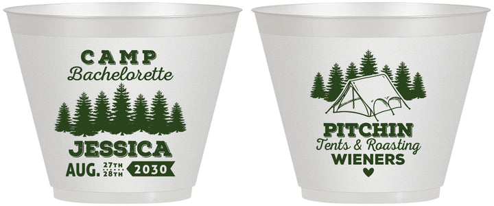 Custom Bachelorette 9 oz Wine Frosted Cups - Camping | 60124