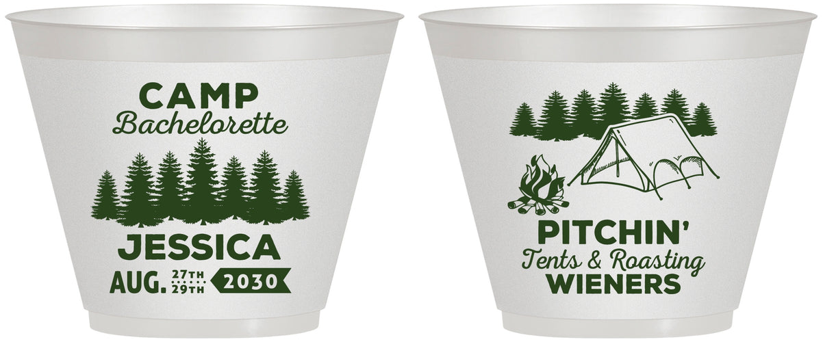 Custom Bachelorette 9 oz Wine Frosted Cups - Camping | 60125