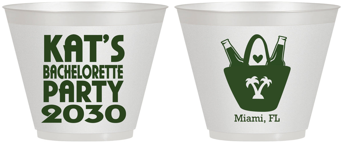 Custom Bachelorette 9 oz Wine Frosted Cups - Beach | 60126