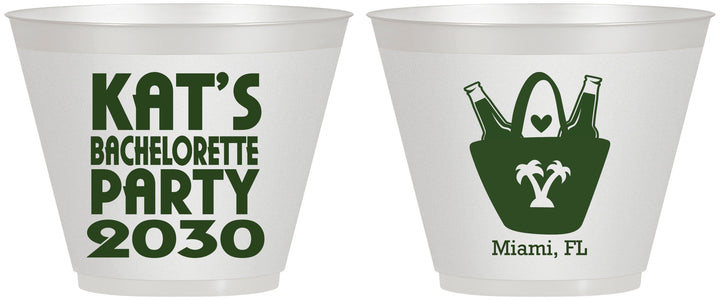 Custom Bachelorette 9 oz Wine Frosted Cups - Beach | 60126