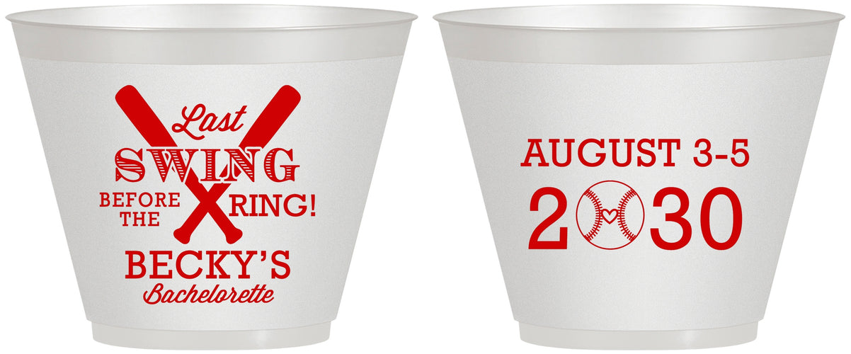 Custom Bachelorette 9 oz Wine Frosted Cups - Last Swing Before Ring | 60127