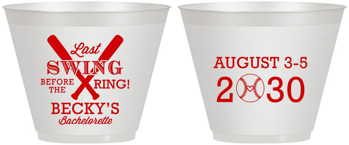 Custom Bachelorette 9 oz Wine Frosted Cups - Last Swing Before Ring | 60127