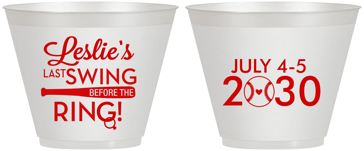 Custom Bachelorette 9 oz Wine Frosted Cups - Last Swing Before Ring | 60128