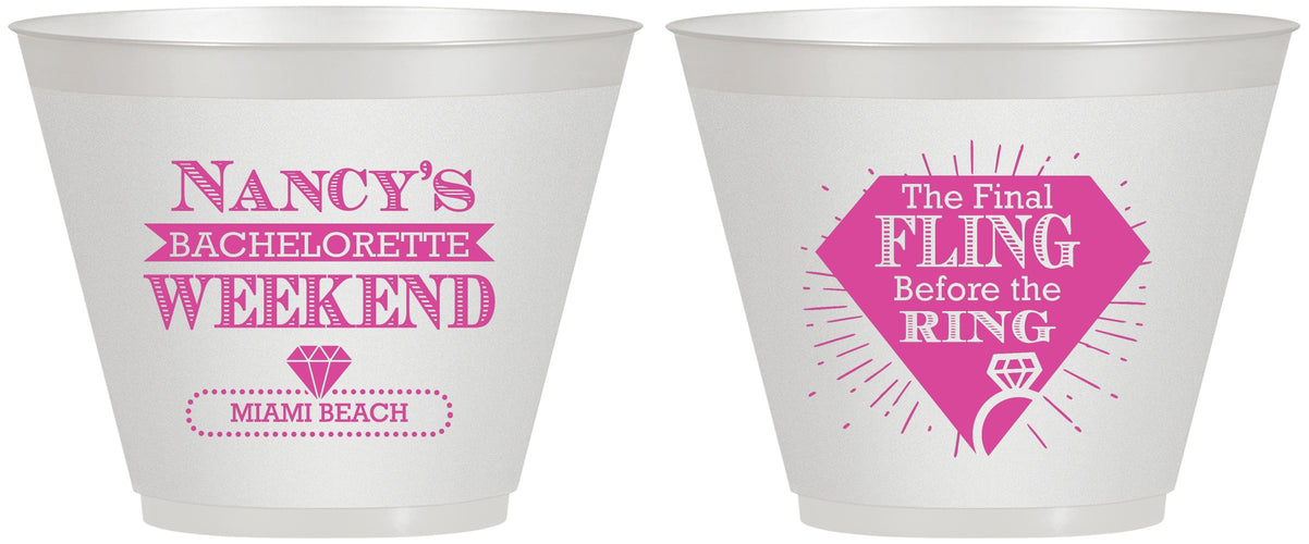 Custom Bachelorette 9 oz Wine Frosted Cups - Final Fling Before The Ring | 60129