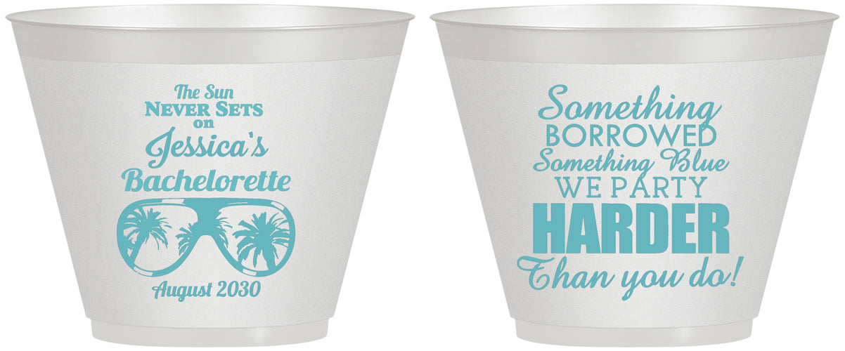 Custom Bachelorette 9 oz Wine Frosted Cups - Something Borrowed | 60132