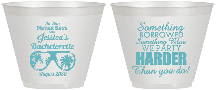 Custom Bachelorette 9 oz Wine Frosted Cups - Something Borrowed | 60132