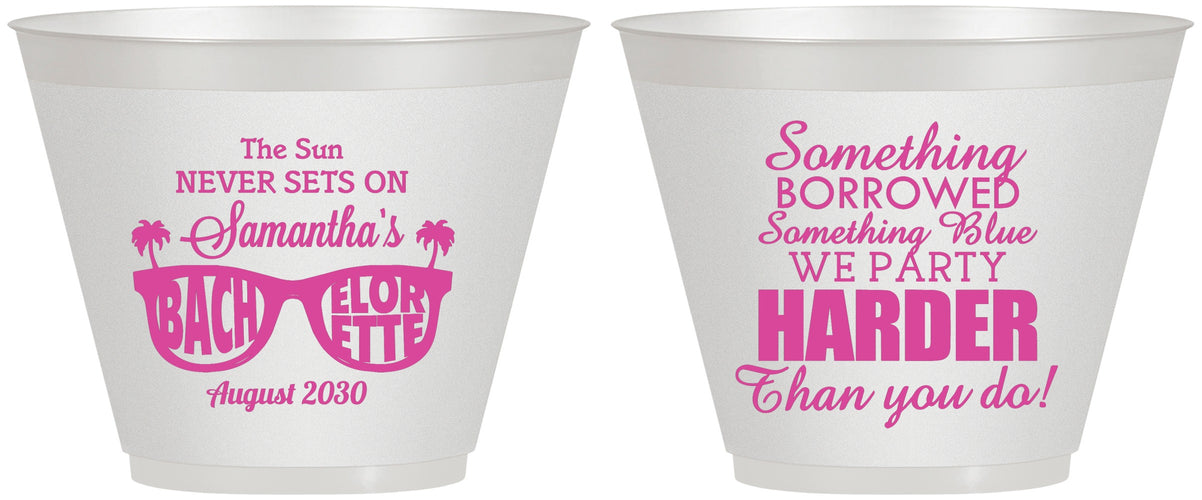 Custom Bachelorette 9 oz Wine Frosted Cups - Something Borrowed | 60133