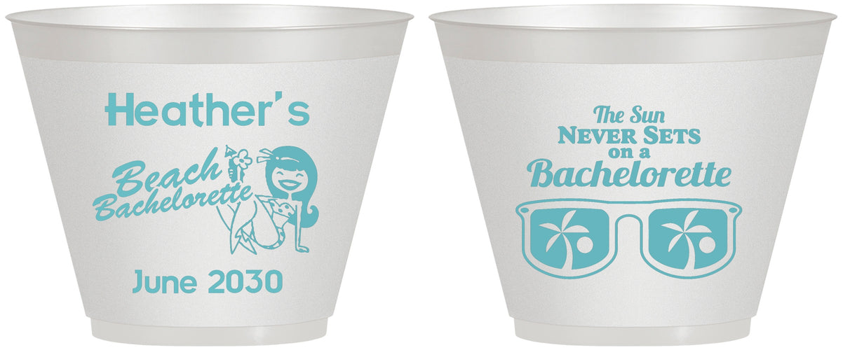 Custom Bachelorette 9 oz Wine Frosted Cups - Beach | 60135