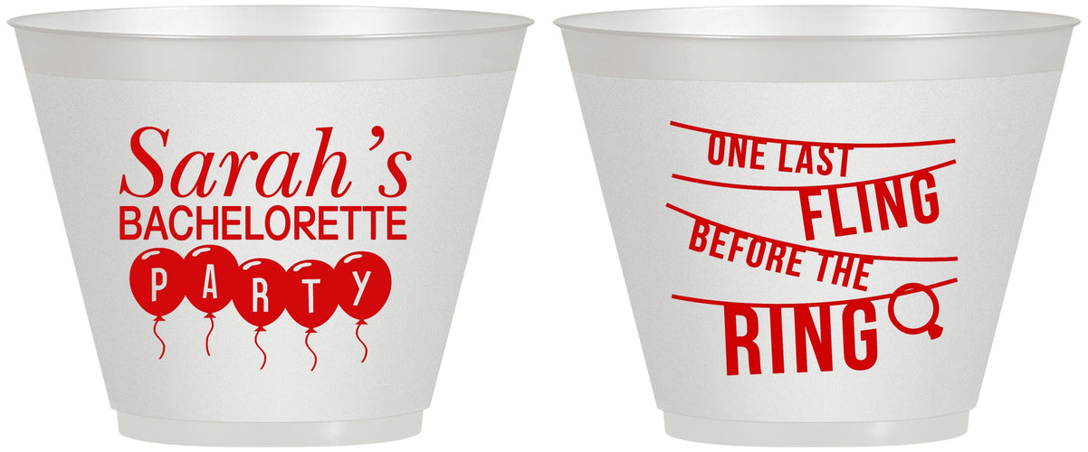 Custom Bachelorette 9 oz Wine Frosted Cups - Last Fling Before Rings | 60140