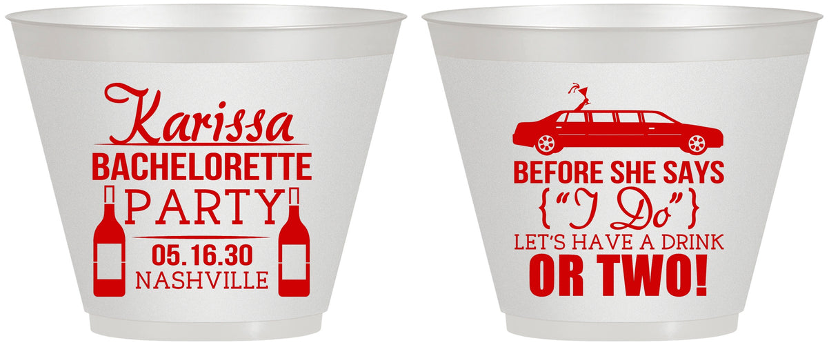 Custom Bachelorette 9 oz Wine Frosted Cups - Before She Says I Do | 60142