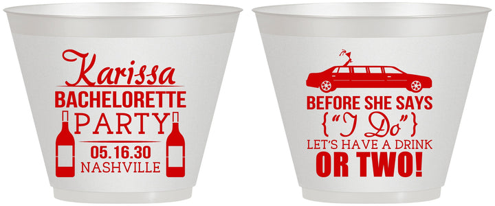 Custom Bachelorette 9 oz Wine Frosted Cups - Before She Says I Do | 60142