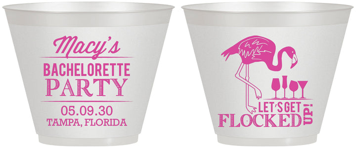 Custom Bachelorette 9 oz Wine Frosted Cups - Lets Get Flocked Up | 60143