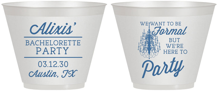 Custom Bachelorette 9 oz Wine Frosted Cups - Formal Party | 60145