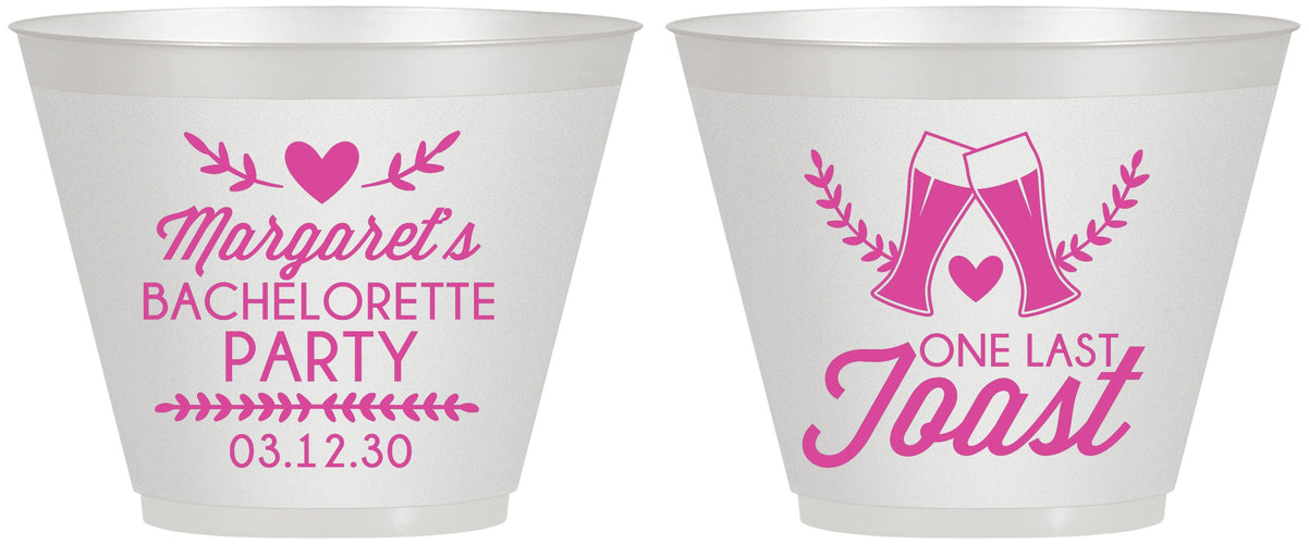 Custom Bachelorette 9 oz Wine Frosted Cups - One Last Toast | 60147