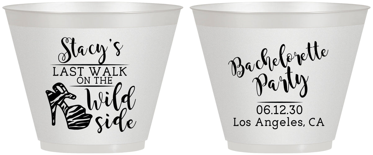 Custom Bachelorette 9 oz Wine Frosted Cups - Last Walk Wild Side | 60148