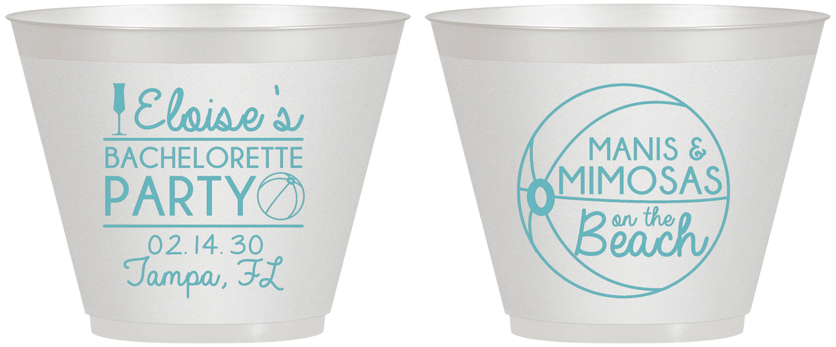 Custom Bachelorette 9 oz Wine Frosted Cups - Manis Mimosas | 60149