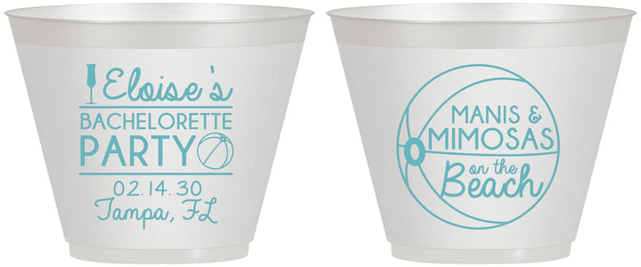 Custom Bachelorette 9 oz Wine Frosted Cups - Manis Mimosas | 60149