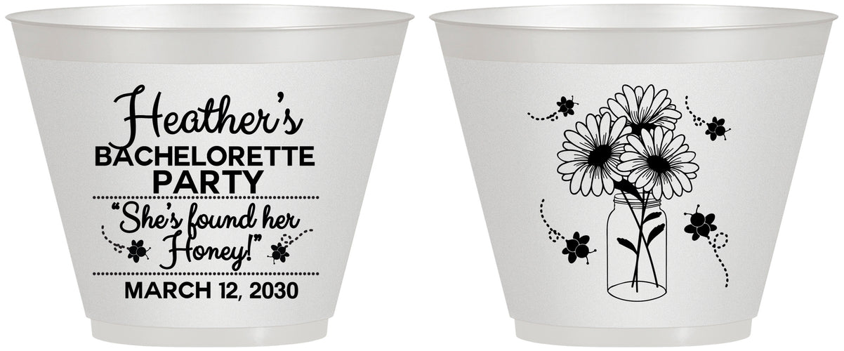 Custom Bachelorette 9 oz Wine Frosted Cups - She Found Her Honey | 60150