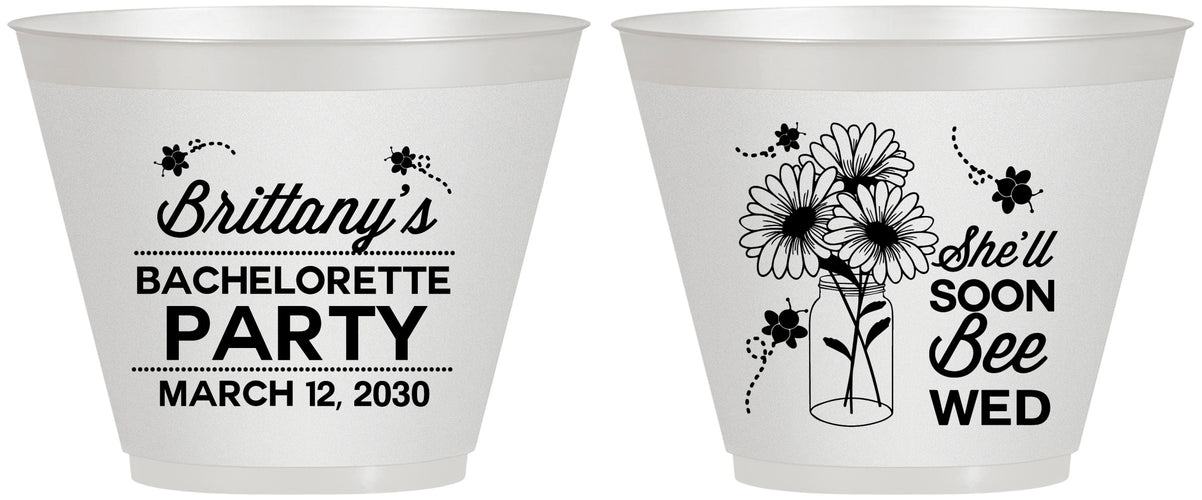 Custom Bachelorette 9 oz Wine Frosted Cups - She Will Soon Bee Wed | 60151
