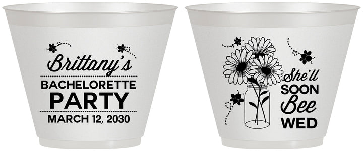 Custom Bachelorette 9 oz Wine Frosted Cups - She Will Soon Bee Wed | 60151