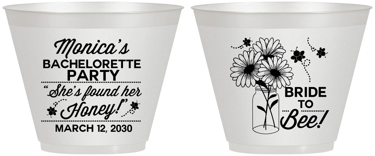 Custom Bachelorette 9 oz Wine Frosted Cups - Bride To Bee | 60152